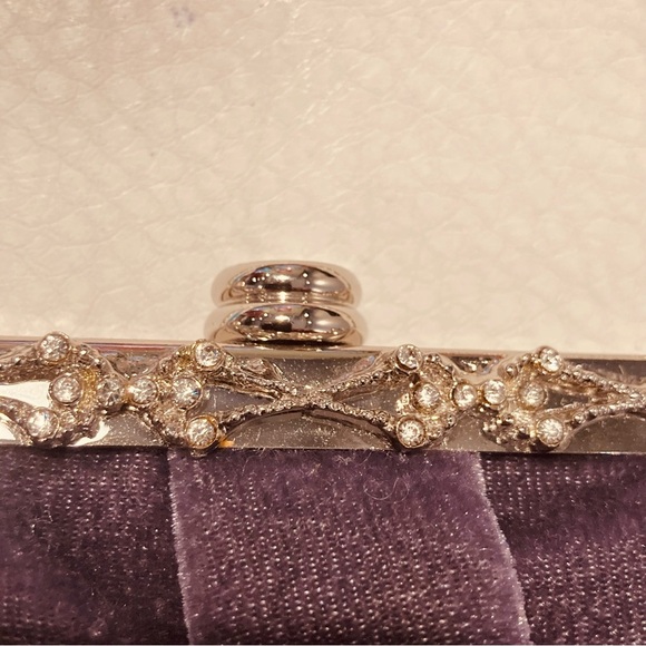 MINI Bag Velvet Purple and Metal with little Rhinestones Embellishment Crossbody - Picture 6 of 10